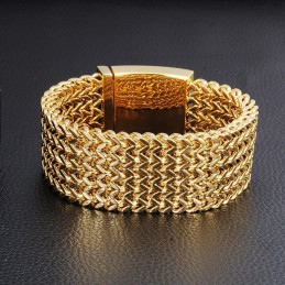 Bracciale Da Uomo In Titanio Con Squame Di Pesce Quadrate Alla Moda