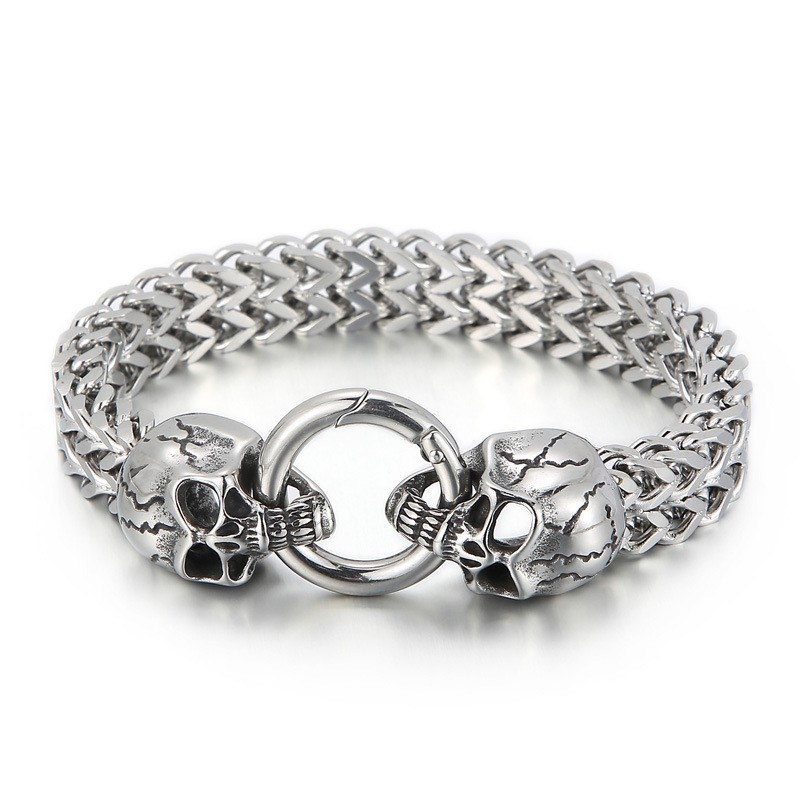 Bracciale In Titanio Con Teschio Fresco Per Uomo Bracciale In Titanio Con Teschio Fresco Per Uomo