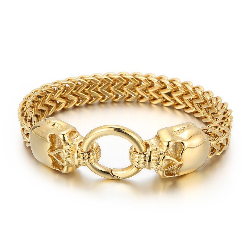 Bracciale In Titanio Con Teschio Fresco Per Uomo