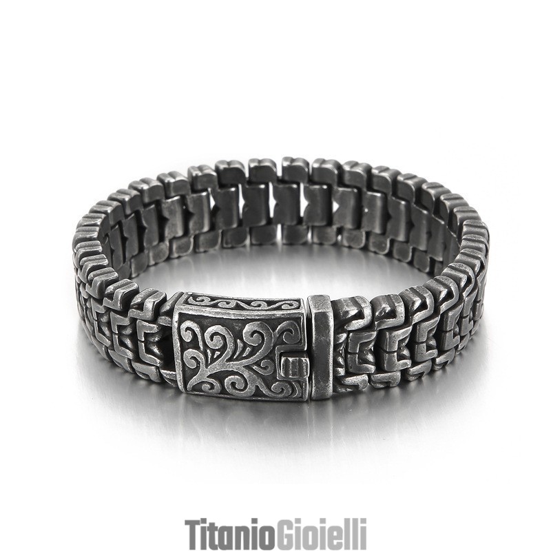 Braccialetto In Titanio Floreale Hip Hop Da Uomo, Molto Popolare E Alla Moda