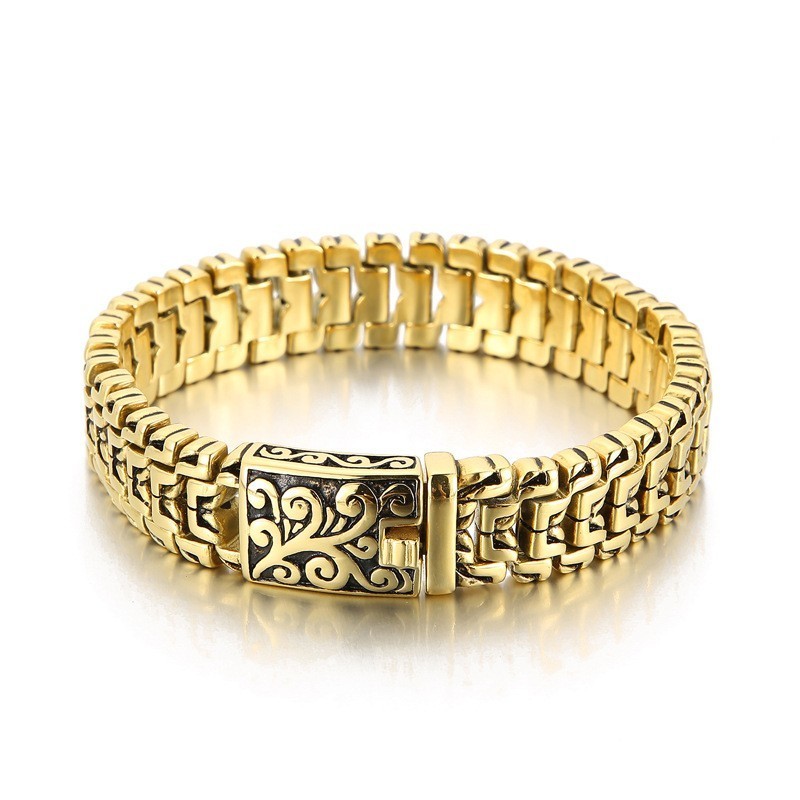 Bracciale In Titanio Da Uomo Con Fiore Hip Hop, Molto Popolare E Alla Moda Bracciale In Titanio Da Uomo Con Fiore Hip Hop, Molto Popolare E Alla Moda