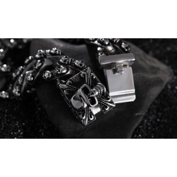 Bracciale Da Uomo In Titanio Con Teschio Retrò, Rock Chic, Testa Di Fantasma, Accessori Da Uomo Tide