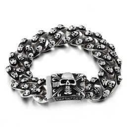 Bracciale Da Uomo In Titanio Con Teschio Retrò, Rock Chic, Testa Di Fantasma, Accessori Da Uomo Tide