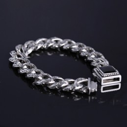 Bracciale Vintage Da Uomo Rosette In Titanio Con Gemme Nere