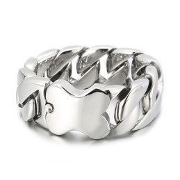 Nuovo Bracciale Cubano Con Inserto In Osso Lucido, Bracciale Da Uomo