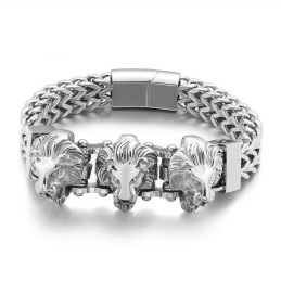 Bracciale Da Uomo In Titanio Con Testa Di Lupo E Testa Di Leone, Lotto Misto