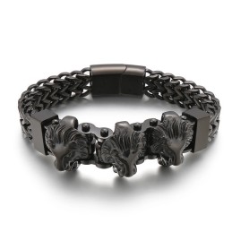 Bracciale Da Uomo In Titanio Con Testa Di Lupo E Testa Di Leone, Lotto Misto