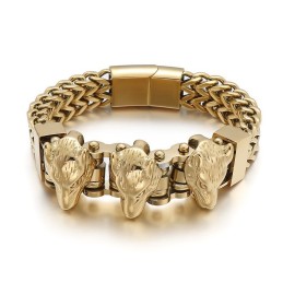 Bracciale Da Uomo In Titanio Con Testa Di Lupo