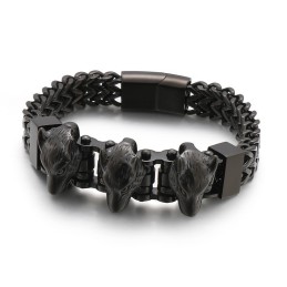 Bracciale Da Uomo In Titanio Con Testa Di Lupo