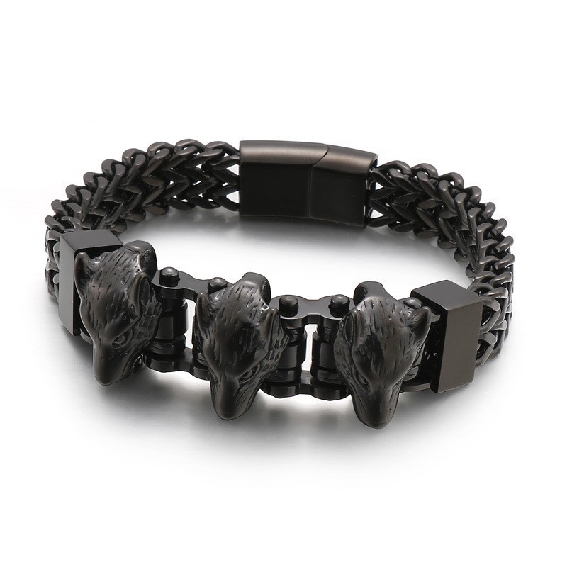 Bracciale Da Uomo In Titanio Con Testa Di Lupo Bracciale Da Uomo In Titanio Con Testa Di Lupo