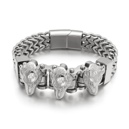 Bracciale Da Uomo In Titanio Con Testa Di Lupo