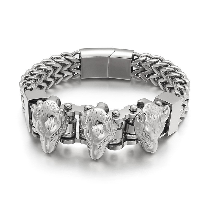 Bracciale Da Uomo In Titanio Con Testa Di Lupo Bracciale Da Uomo In Titanio Con Testa Di Lupo