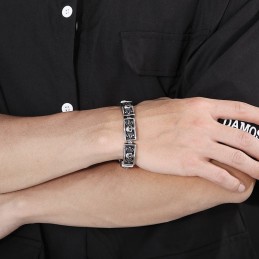 Braccialetti Maschili Con Teschio In Pizzo E Pizzo A Vento, Gioielli Vintage Alla Moda