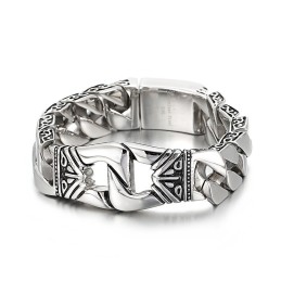 Bracciale In Titanio Con Motivo A Vento Retrò Chic E Ritratto, Per Uomo