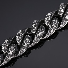 Bracciale Vintage In Titanio Con Testa Di Leone Per Uomo