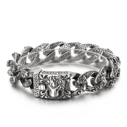 Bracciale Vintage In Titanio Con Testa Di Leone Per Uomo