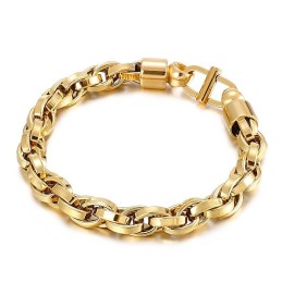 Bracciale In Titanio Con Catena Ovale Intrecciata E Chiusura A Forma Di Carattere Per Uomo