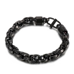 Bracciale Da Uomo In Titanio Con Chiusura A Lettera Del Giorno E Catena Ovale Intrecciata