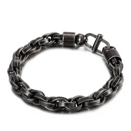 Collana Ovale Intrecciata Da Uomo Con Chiusura A Raggiera E Bracciale In Titanio