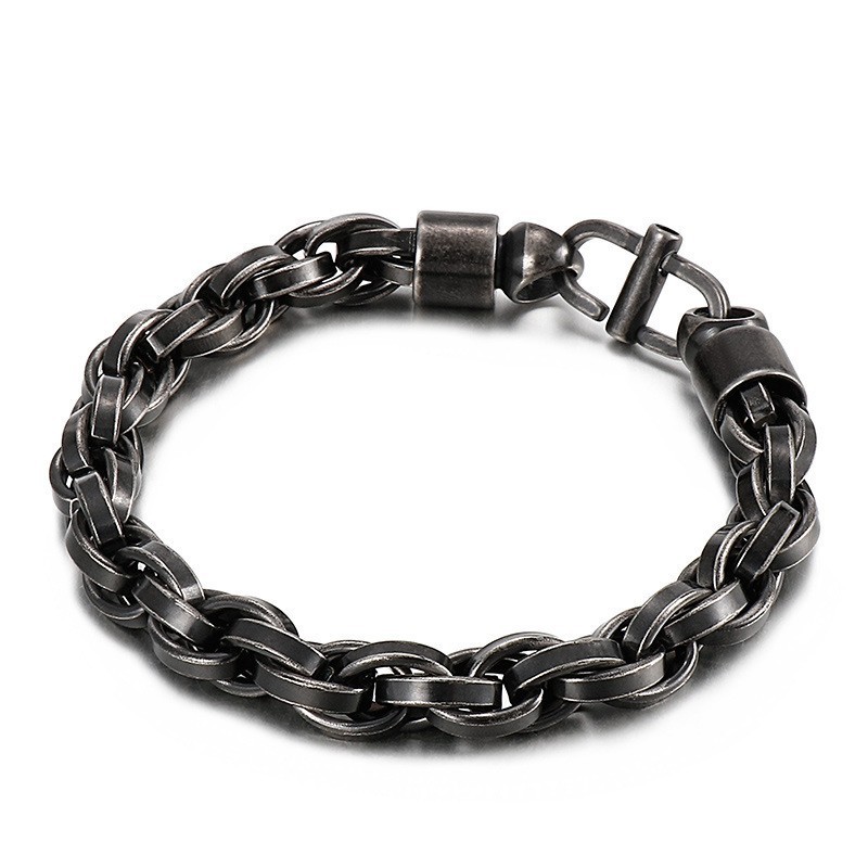 Collana Ovale Intrecciata Da Uomo Con Chiusura A Raggiera E Bracciale In Titanio Collana Ovale Intrecciata Da Uomo Con Chiusura A Raggiera E Bracciale In Titanio
