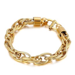 Collana Ovale Intrecciata Da Uomo Con Chiusura A Raggiera E Bracciale In Titanio