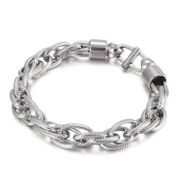 Collana Ovale Intrecciata Da Uomo Con Chiusura A Raggiera E Bracciale In Titanio