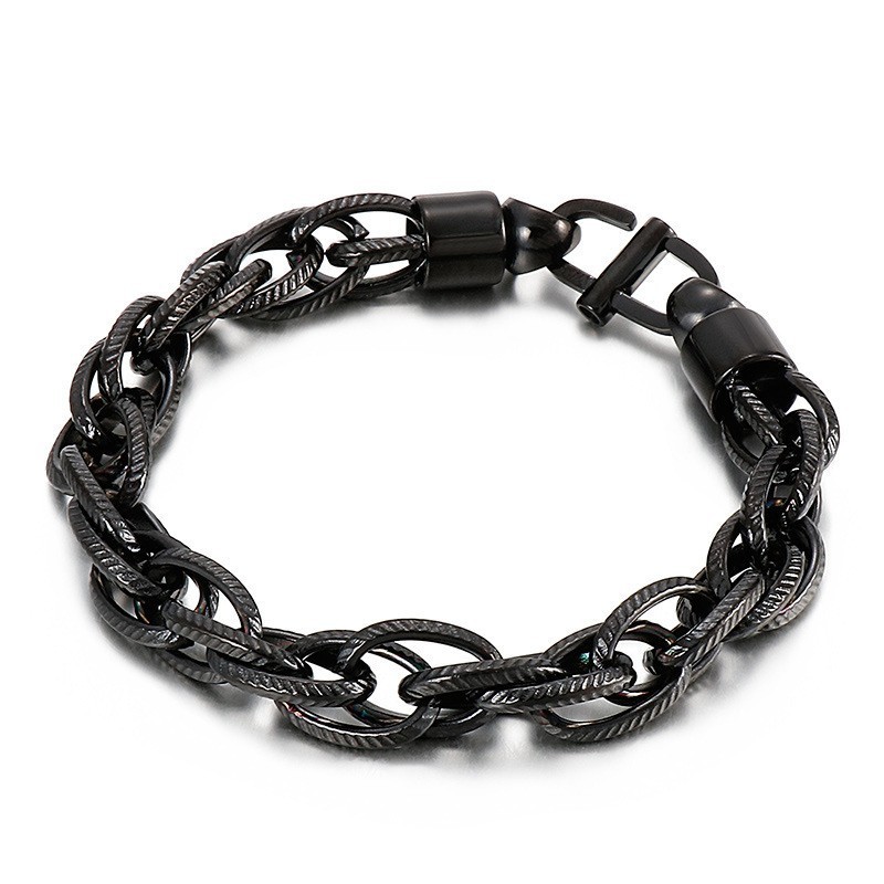 Collana Ovale Intrecciata Da Uomo Con Chiusura A Raggiera E Bracciale In Titanio Collana Ovale Intrecciata Da Uomo Con Chiusura A Raggiera E Bracciale In Titanio