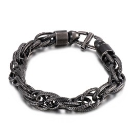 Collana Ovale Intrecciata Da Uomo Con Chiusura A Raggiera E Bracciale In Titanio