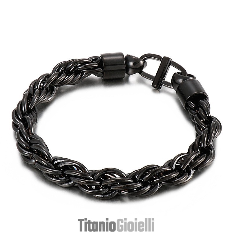 Collana Ovale Intrecciata Da Uomo Con Fibbia Day Bracciale In Titanio