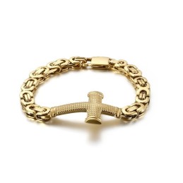 Bracciale Da Uomo In Titanio Con Catena A Croce Sul Retro, Stile Popolare Alla Moda