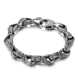 Bracciale Da Uomo In Titanio Con Motivo A Mano Nera, Popolare E Retrò, Nuovo In Vendita