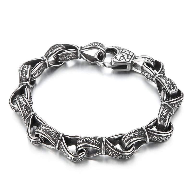 Bracciale Da Uomo In Titanio Con Motivo A Mano Nera, Popolare E Retrò, Nuovo In Vendita Bracciale Da Uomo In Titanio Con Motivo A Mano Nera, Popolare E Retrò, Nuovo In Vendita