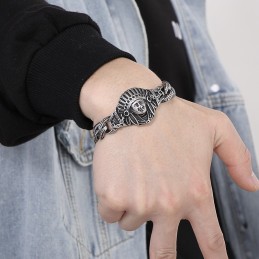 Nuovo Bracciale Da Uomo In Titanio Con Motivo Retrò Cool Chief Di Casting Jewelry