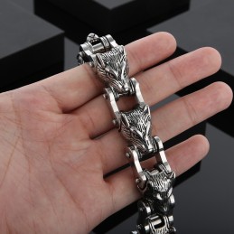 Bracciale Da Uomo In Titanio Con Testa Di Lupo, Stile Motociclista, Stile Rock Hip-Hop, Stile Di Marea, Serie Animali