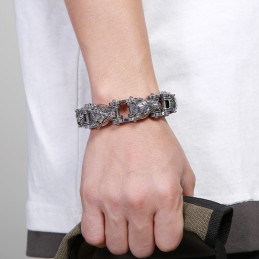 Bracciale Da Uomo In Titanio Con Testa Di Lupo, Stile Motociclista, Stile Rock Hip-Hop, Stile Di Marea, Serie Animali