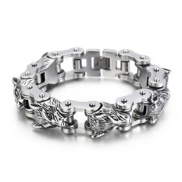 Bracciale Da Uomo In Titanio Con Testa Di Lupo, Stile Motociclista, Stile Rock Hip-Hop, Stile Di Marea, Serie Animali