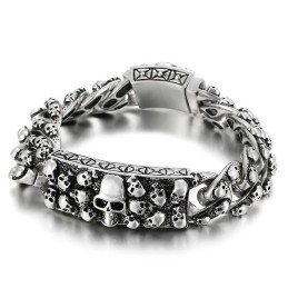 Bracciale Vintage In Titanio Con Teschio Rock Cool Per Uomo