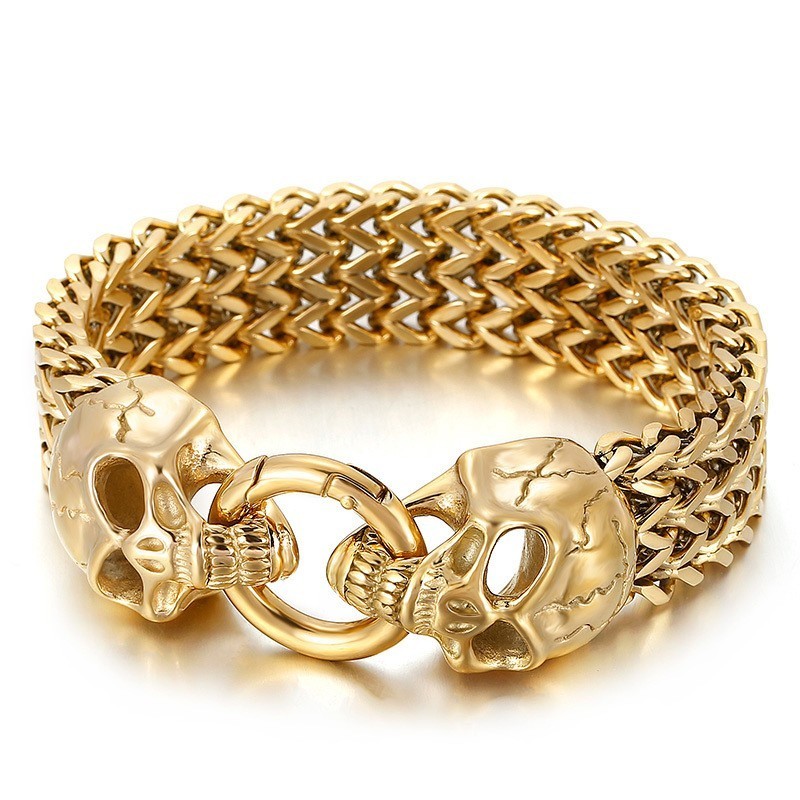 Bracciale In Titanio Con Teschio Hipster In Stile Chic Bracciale In Titanio Con Teschio Hipster In Stile Chic