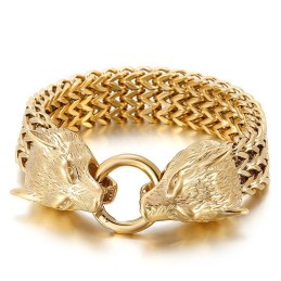 Bracciale Trendy Ed Elegante In Titanio Con Testa Di Lupo