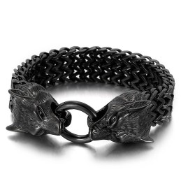 Bracciale Trendy Ed Elegante In Titanio Con Testa Di Lupo
