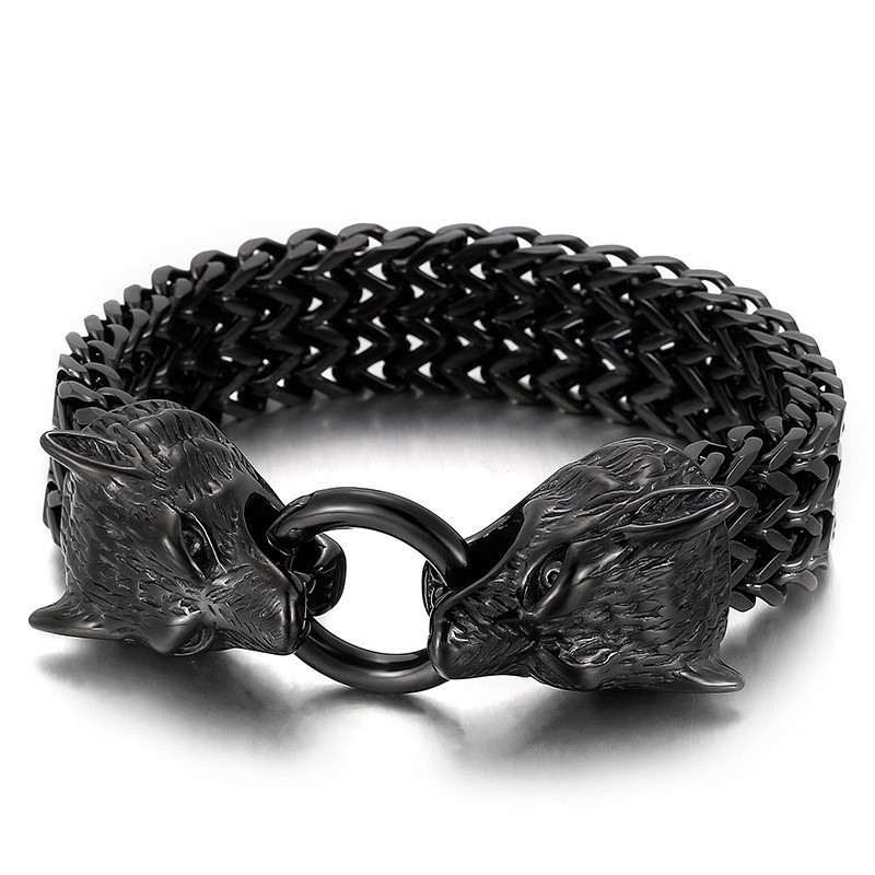 Bracciale Trendy Ed Elegante In Titanio Con Testa Di Lupo Bracciale Trendy Ed Elegante In Titanio Con Testa Di Lupo