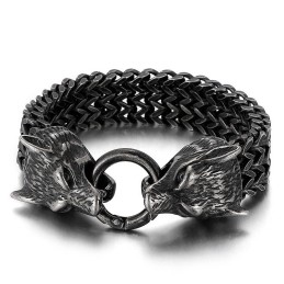 Bracciale In Titanio Con Testa Di Lupo Hipster Chic