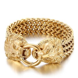 Bracciale Alla Moda Ed Elegante Con Testa Di Leone In Titanio