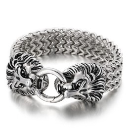 Bracciale Alla Moda Ed Elegante Con Testa Di Leone In Titanio