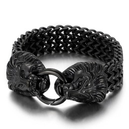 Bracciale Alla Moda Ed Elegante Con Testa Di Leone In Titanio