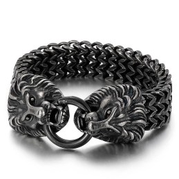 Bracciale Alla Moda Ed Elegante Con Testa Di Leone In Titanio