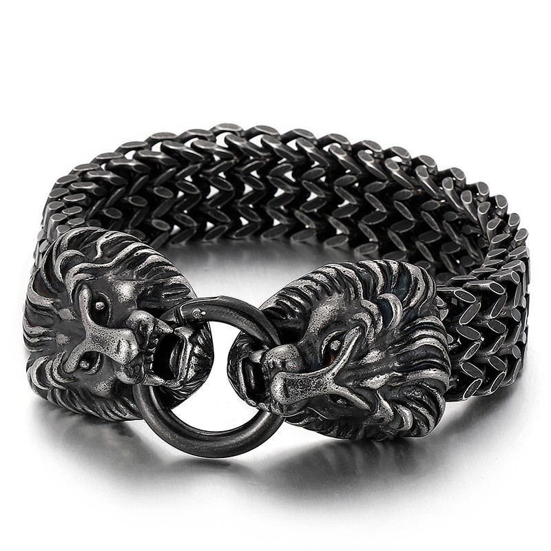 Bracciale Alla Moda Ed Elegante Con Testa Di Leone In Titanio Bracciale Alla Moda Ed Elegante Con Testa Di Leone In Titanio