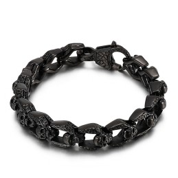 Braccialetti Da Uomo Vintage Alla Moda Con Teschio In Titanio E Vento, Stile Hip Hop Rock