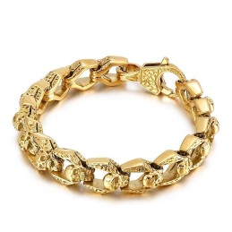 Bracciale Da Uomo Alla Moda, Stile Retrò, Con Teschio In Titanio E Vento, Stile Hip Hop Rock