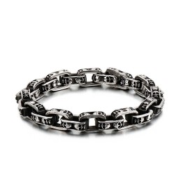Bracciale In Titanio Con Teschio, Braccialetto Da Motociclista Chic, Gioiello In Titanio